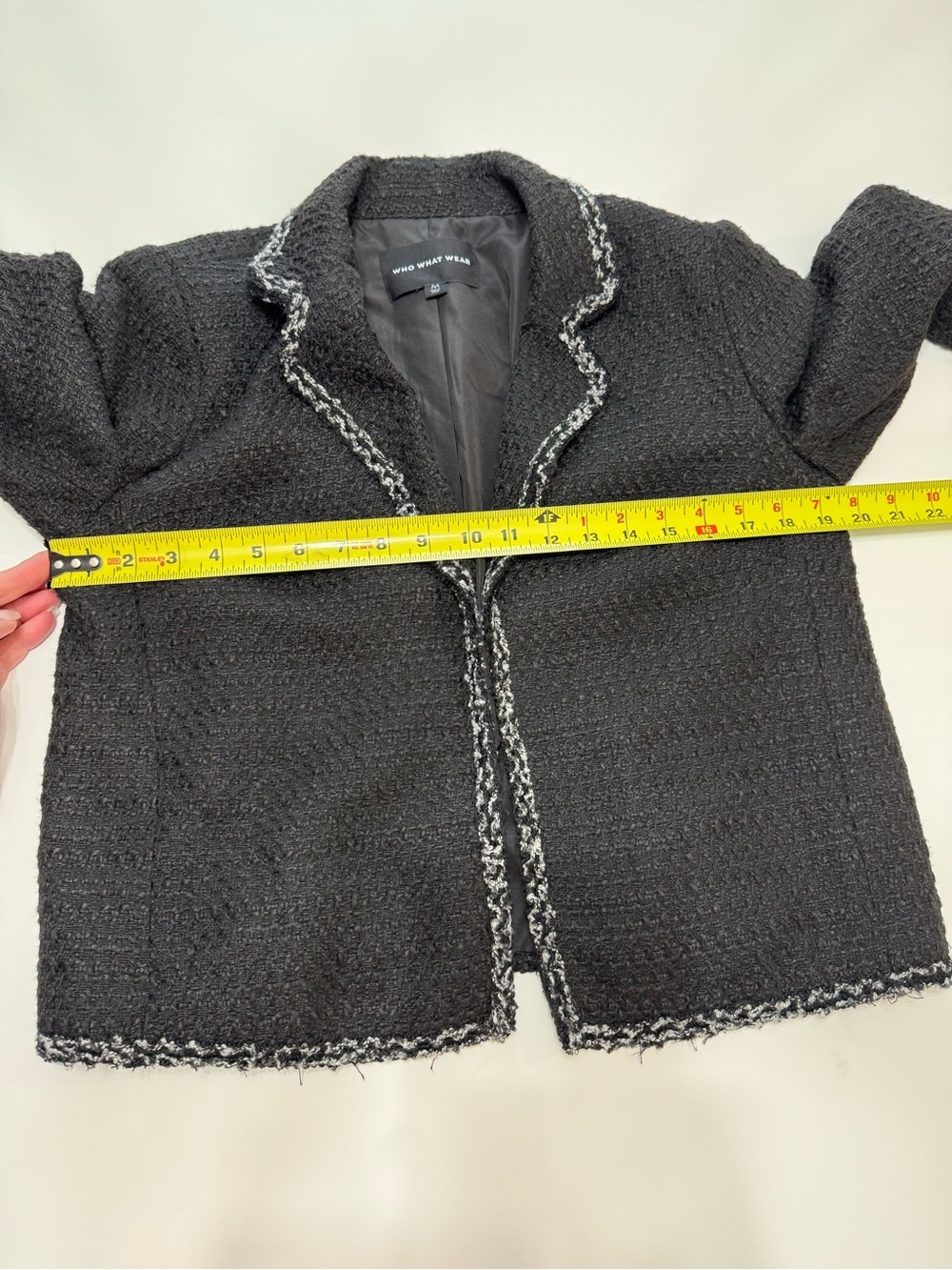 Who What Wear Black Tweed-Trim Blazer Size Medium - Picture 3 of 9